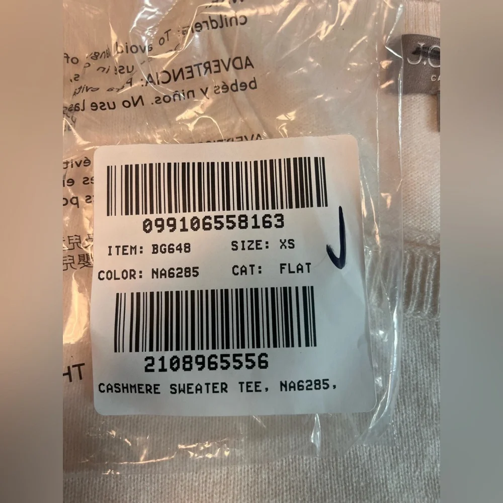 J.Crew NWOT Cashmere relaxed T-shirt in ivory